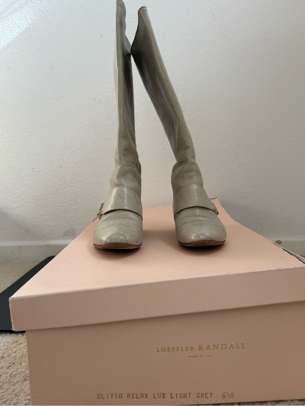 Loeffler Randall Light Grey Knee high Leather Boots